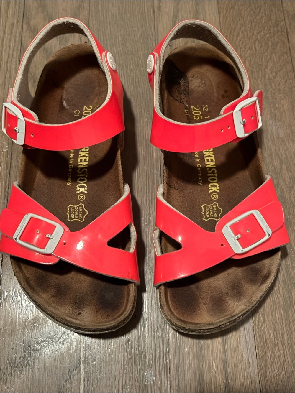 Neon Pink leather Birkenstocks - SZ 1  - EU 32